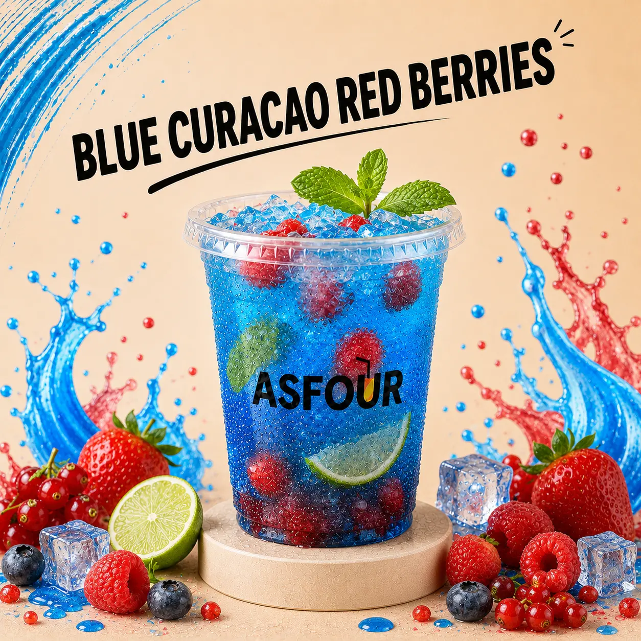Blue Curacao, & Red berries